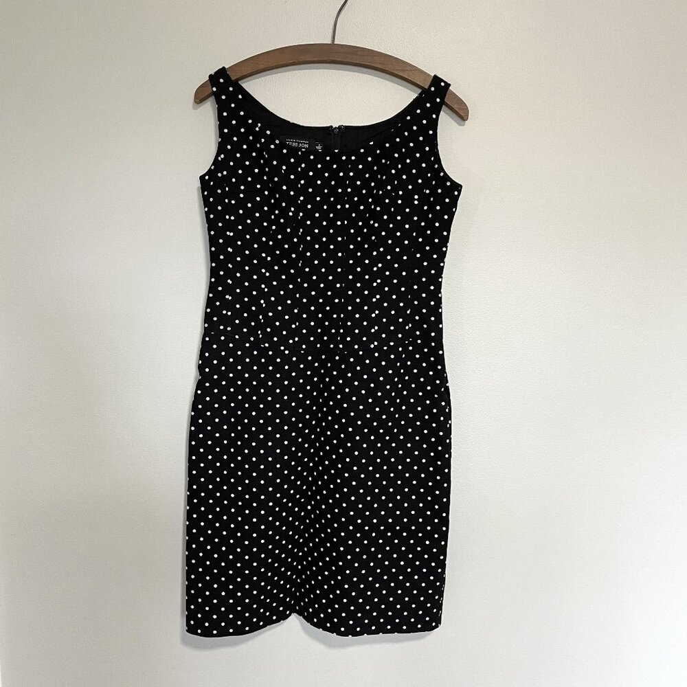 Rickie Freeman for Teri Jon Sheath Dress - Women’s Size 6 -Black Retro Polka Dot